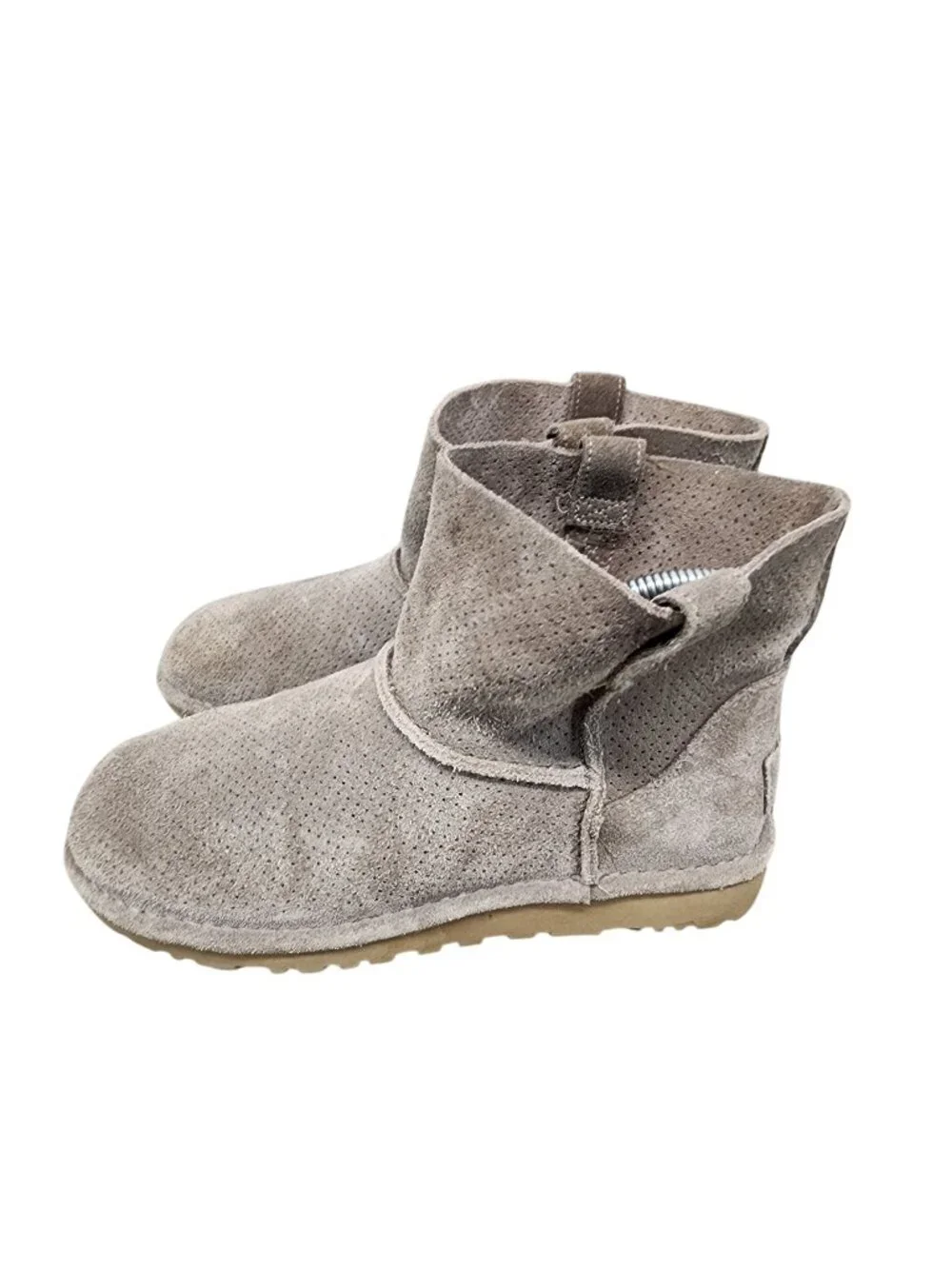 Ugg Shoes Womens Size 6 Gray Classic Unlined Mini Suede Perforated Boots *Read*